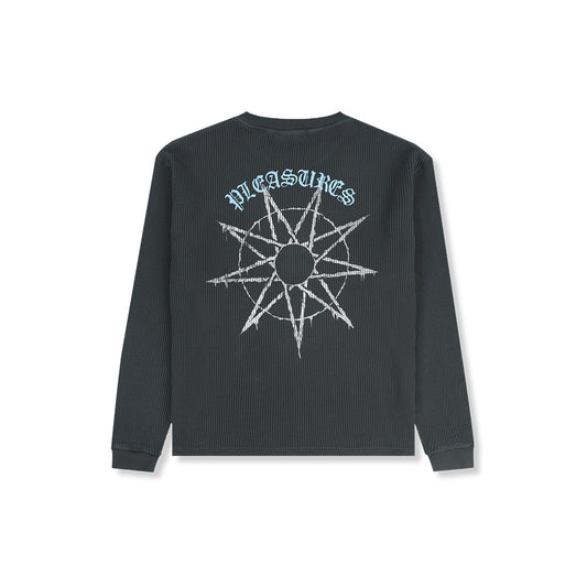 Pleasures Slipknot Spit Thermal Long Sleeve - Faded Black - Crowdless