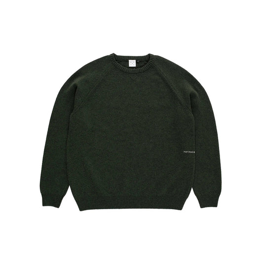 Pop Trading Company Pop Knitted Elbow Crewneck - Duffel Green - Crowdless