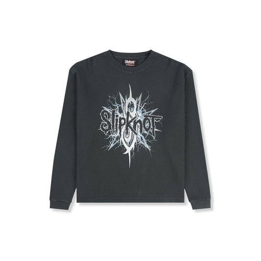Pleasures Slipknot Spit Thermal Long Sleeve - Faded Black - Crowdless