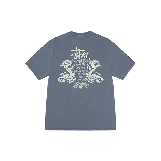 Stüssy Double Dragon Tee Pigment Dyed - Navy - Crowdless