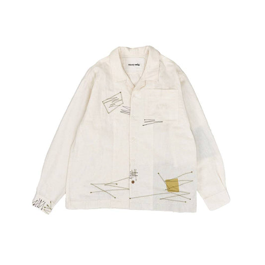 Story mfg Greetings Shirt LS - Ecru Zigzag - Crowdless