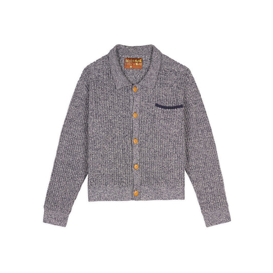 Brain Dead Rib Knit Button Up Sweater - Blue - Crowdless