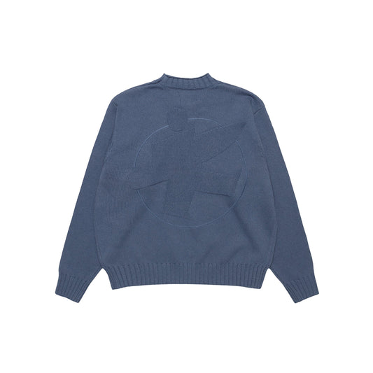 Stüssy Surfman Mock Sweater - Washed Blue - Crowdless