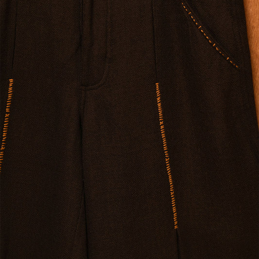 Kartik Research Shaanti Trouser - Chocolate/Saffron - Crowdless