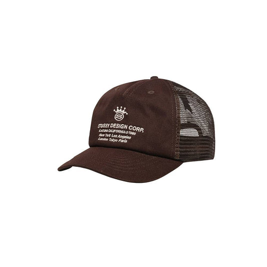 Stüssy Low Profile Design Corp Trucker Snapback - Brown - Crowdless