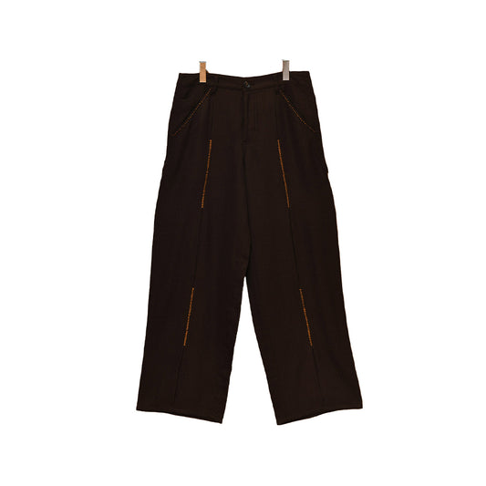 Kartik Research Shaanti Trouser - Chocolate/Saffron - Crowdless
