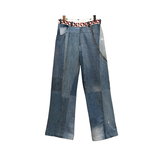 Kartik Research Ghuma Pant - Lightwash/White/Pink/Purple - Crowdless