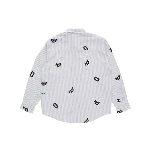 Pop Trading Company Pop Letters Striped Pop Shirt - White Linen - Crowdless
