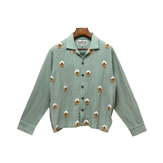 Kartik Research Shirt LS - Turquoise/Orange/White - Crowdless