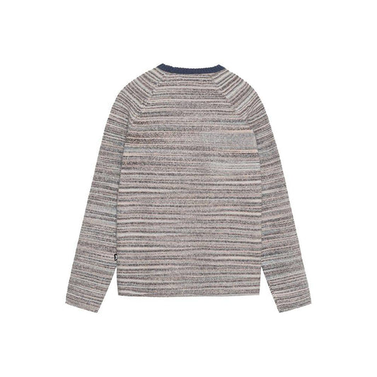 Stüssy Textured Knit Contrast Collar Crew - Grey Multi - Crowdless