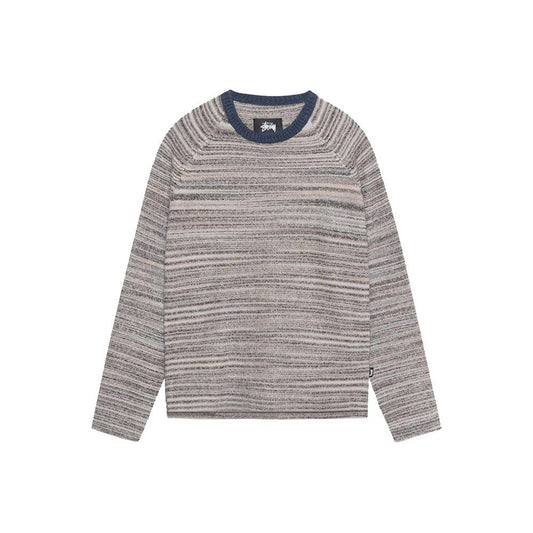 Stüssy Textured Knit Contrast Collar Crew - Grey Multi - Crowdless