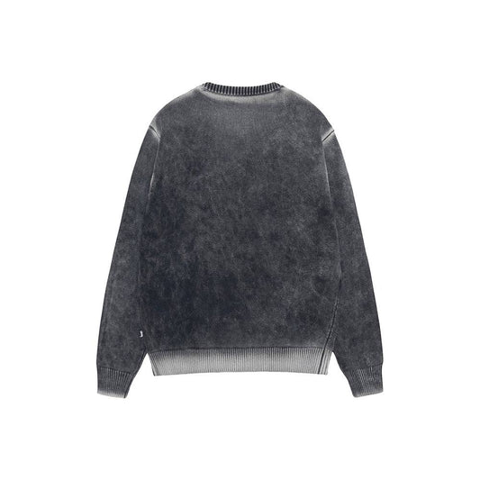 Stüssy Faded Cotton Knit Crew - Black - Crowdless