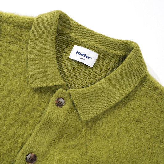 Butter Goods Mohair Button Up Knitted Shirt - Moss - Crowdless