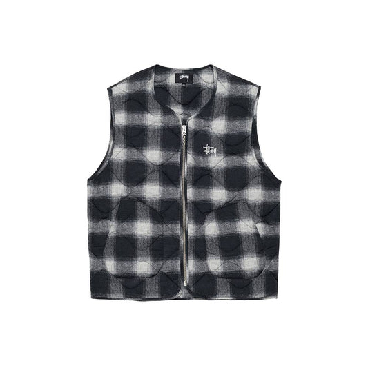 Stüssy Plaid Nylon Liner Vest - Black - Crowdless