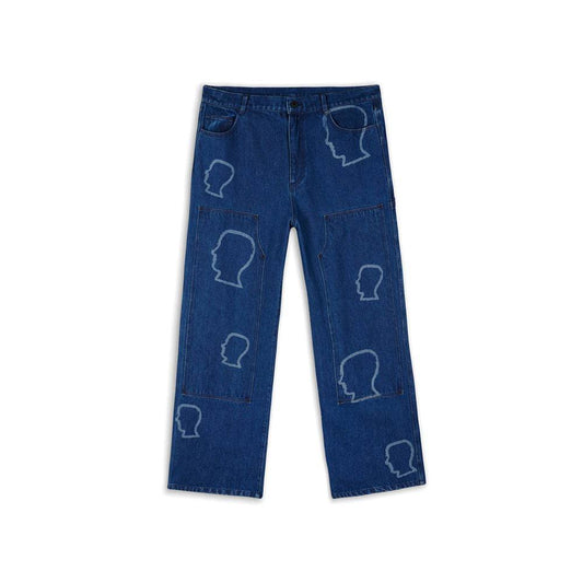 Brain Dead Logohead Denim Double Knee Utility Pant - Indigo - Crowdless