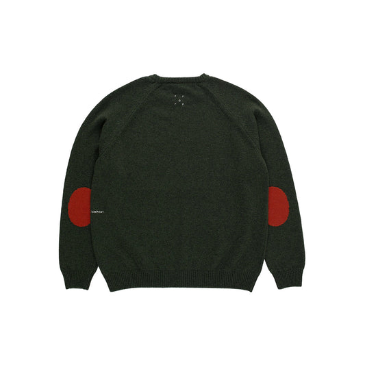 Pop Knitted Elbow Crewneck - Duffel Green