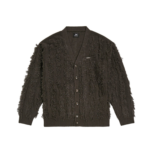 Fringed Knitted Cardigan - Moonless Night