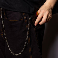 Leather Card Holder W/ Chain - Black