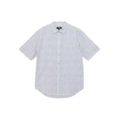 Wavy Striped Short Sleeve Shirt - Blue