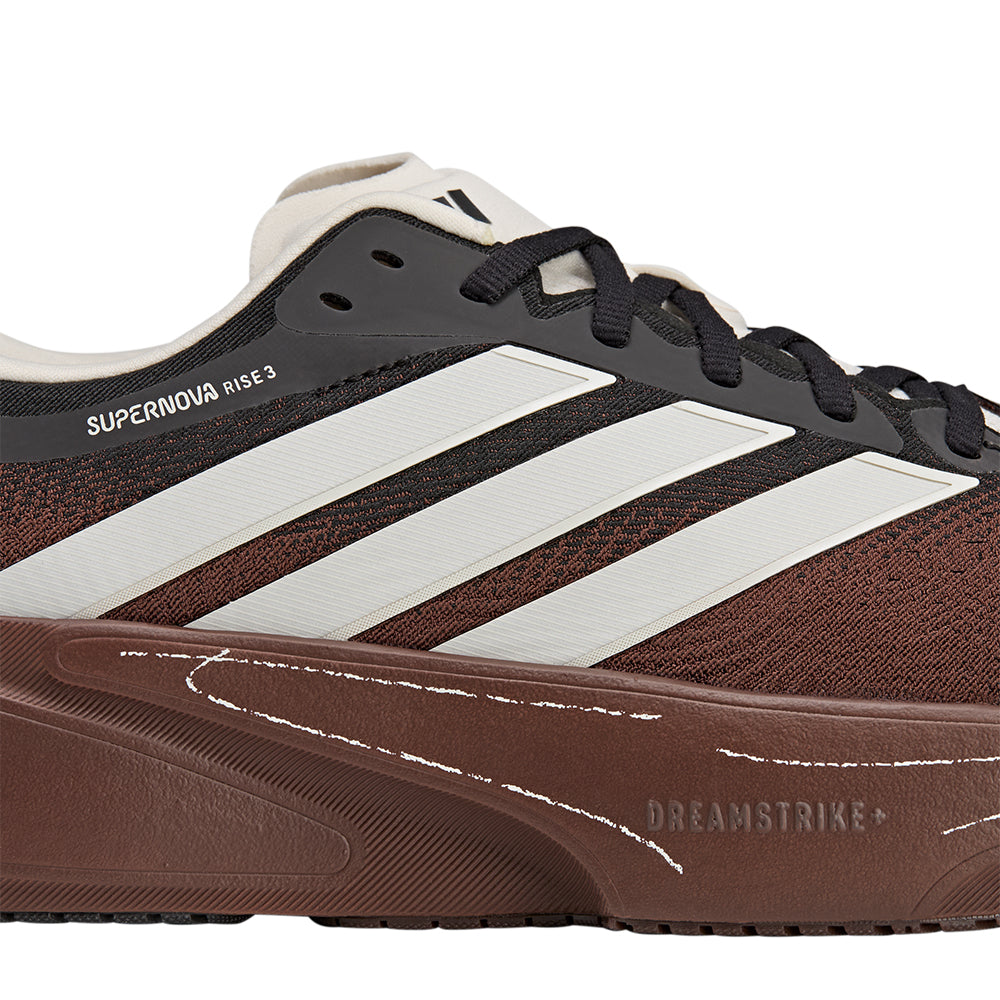 adidas SFTM Supernova Rise 3 running shoes in auburn color, featuring lightweight design and breathable mesh upper.