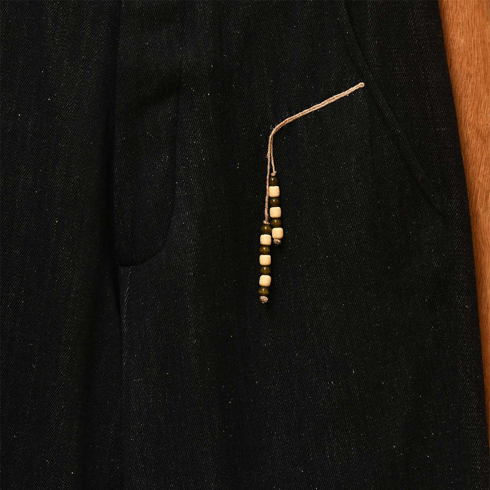 Kartik Research Beaded Trouser - Black/Jute - Crowdless