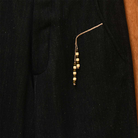 Kartik Research Beaded Trouser - Black/Jute - Crowdless