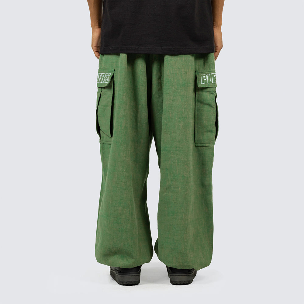 Pleasures Visitor Wide Fit Cargo Pants - Green - Crowdless