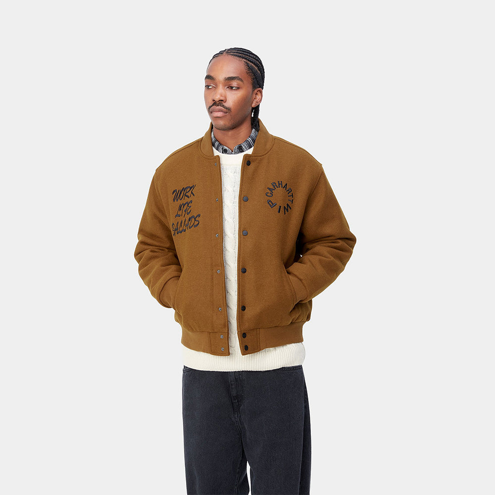 Carhartt WIP Work Varsity Bomber - Deep H Brown - Crowdless