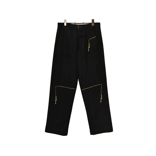Kartik Research Beaded Trouser - Black/Jute - Crowdless