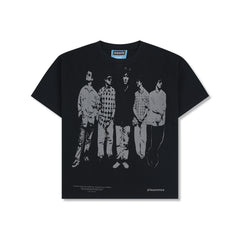 Faded black Pleasures Definitely Heavyweight T-Shirt with a relaxed fit and soft fabric, casual streetwear style.