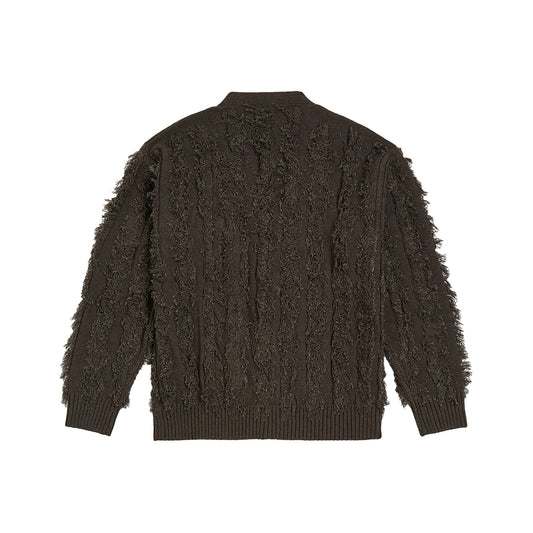 Fringed Knitted Cardigan - Moonless Night