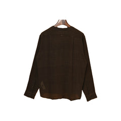 Kartik Research Band Collar Shirt - Brown - Crowdless