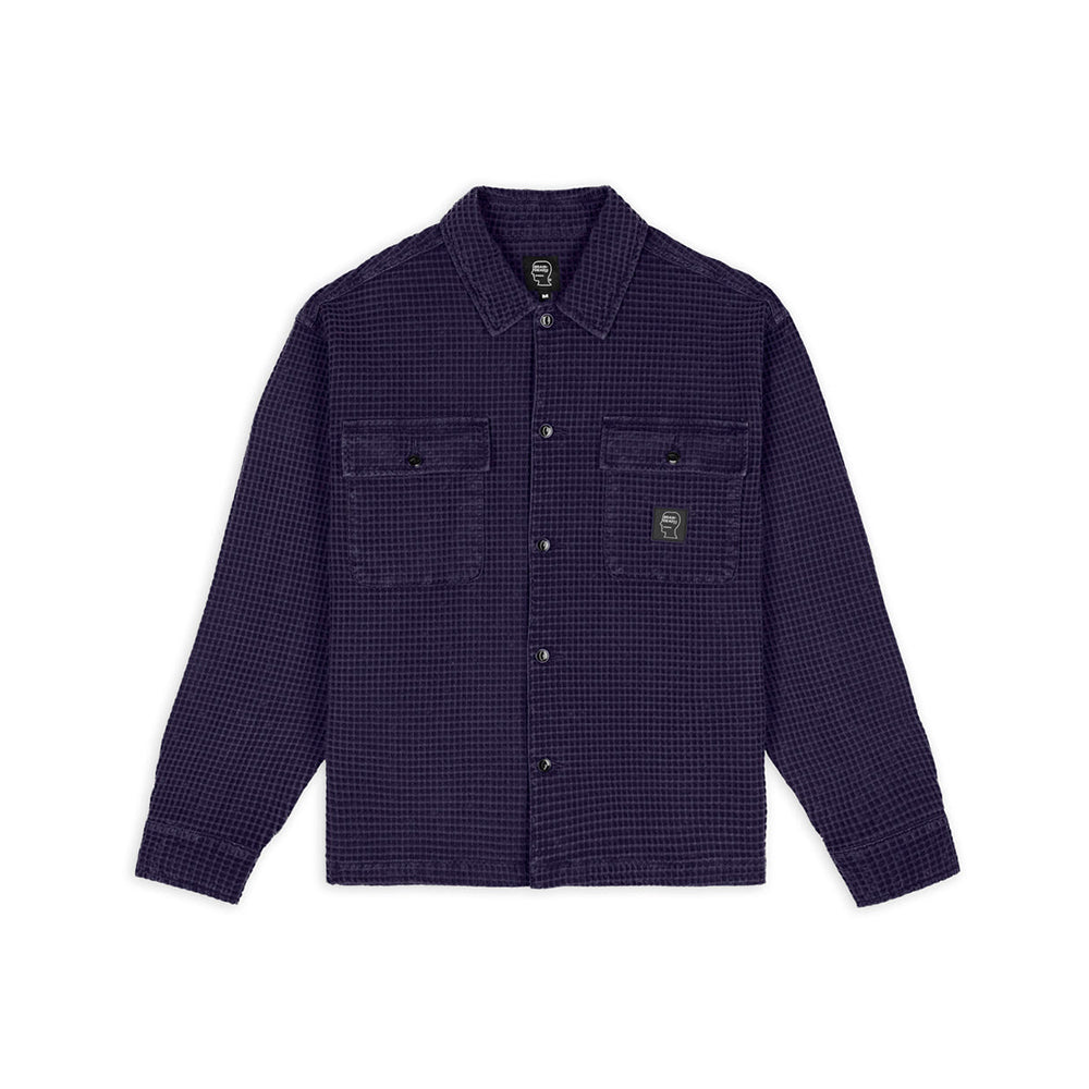 Brain Dead Waffle Button Front Shirt - Navy - Crowdless