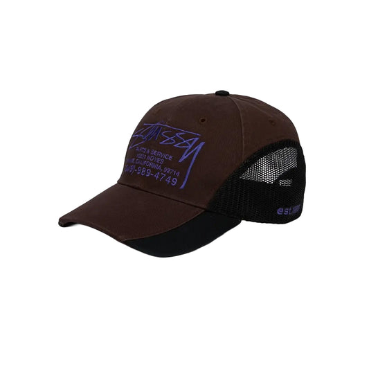 Stüssy Lp Service Mesh Strapback Cap - Brown - Crowdless