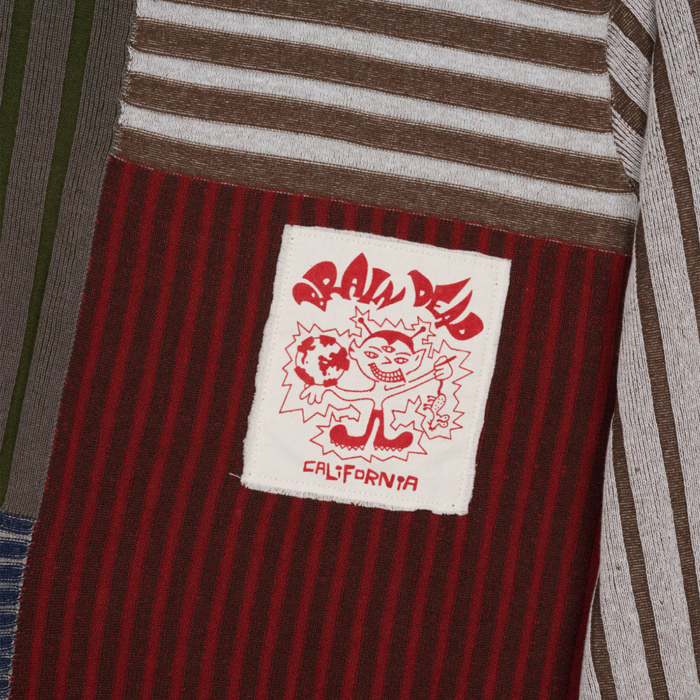 Brain Dead Mixed Stripe Boxy Knit Sweater - Green Multi - Crowdless