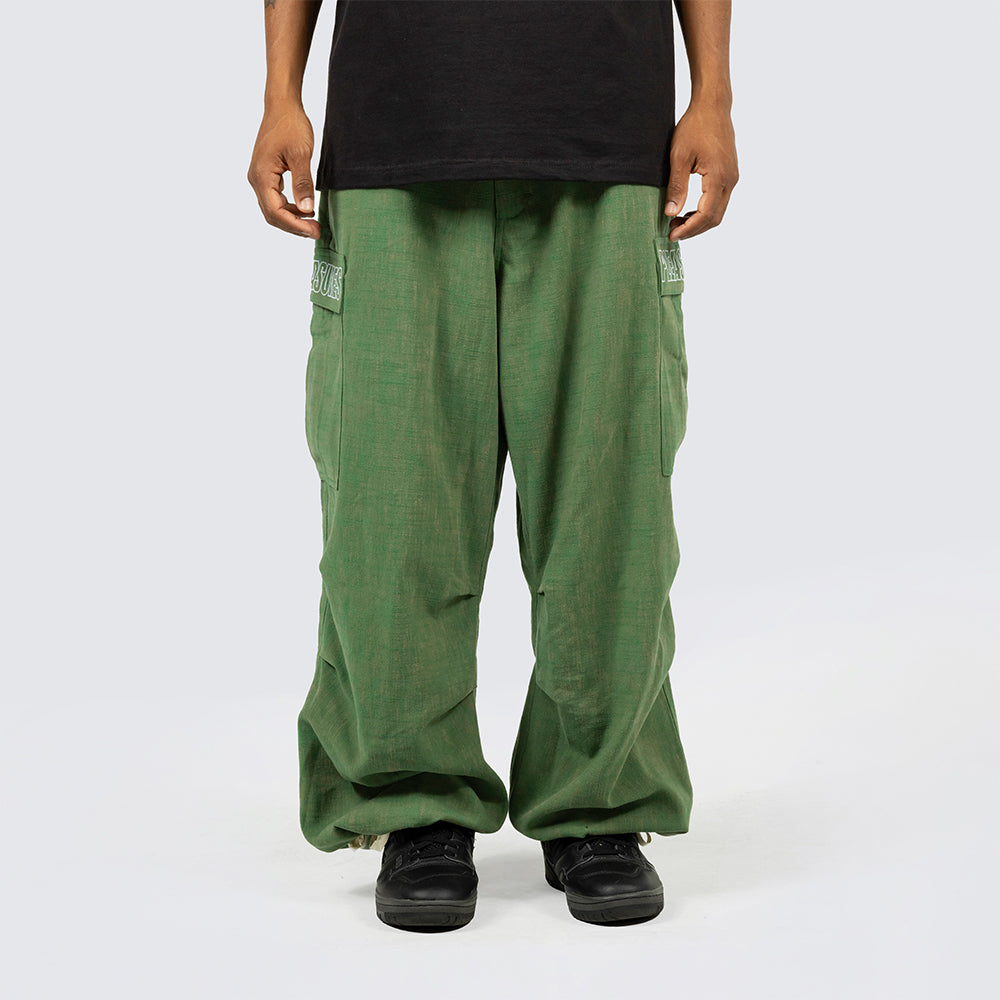 Pleasures Visitor Wide Fit Cargo Pants - Green - Crowdless