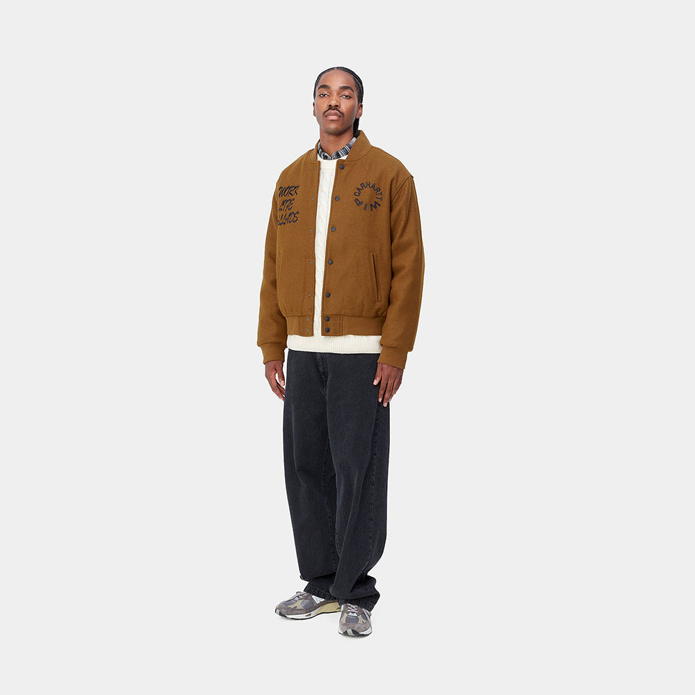 Carhartt WIP Work Varsity Bomber - Deep H Brown - Crowdless