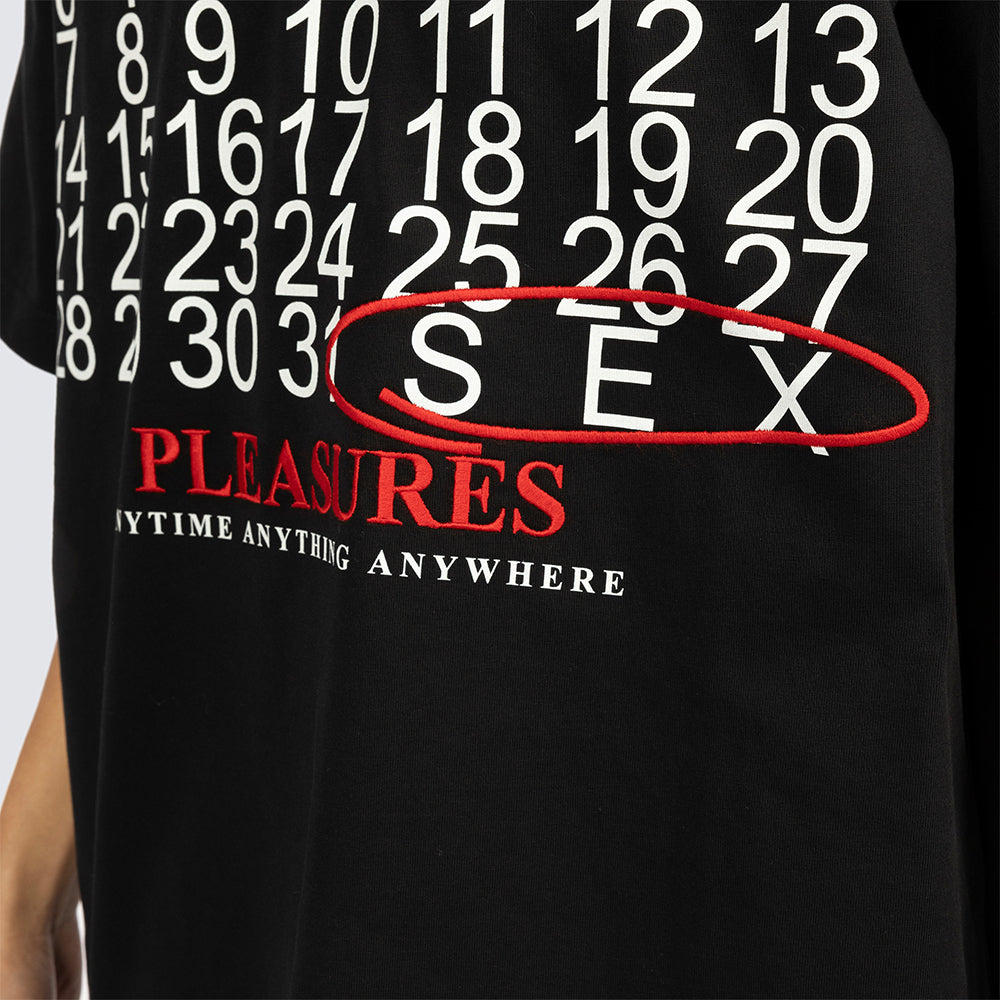 Pleasures Calendar Heavyweight T-Shirt - Black - Crowdless