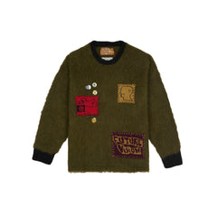 Brain Dead Future Vision Boxy Knit Sweater - Olive - Crowdless