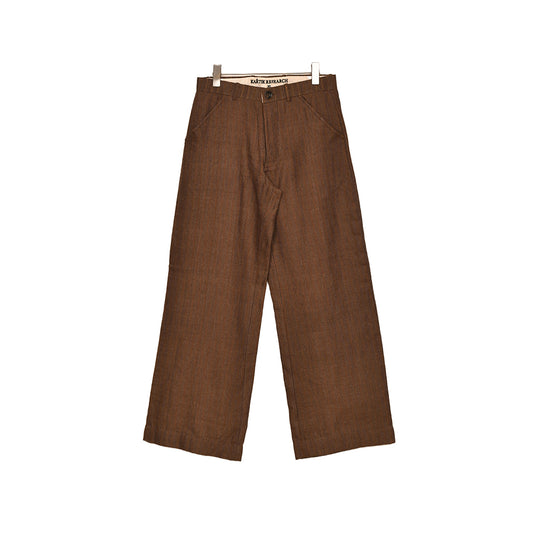 Kartik Research Flat Front Flare Trouser - Purple/ Brown - Crowdless