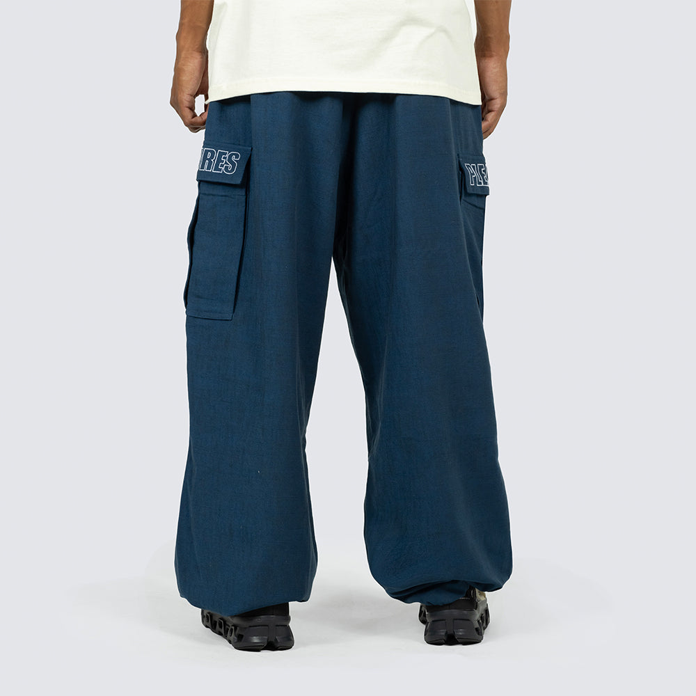 Pleasures Visitor Wide Fit Cargo Pants - Navy - Crowdless