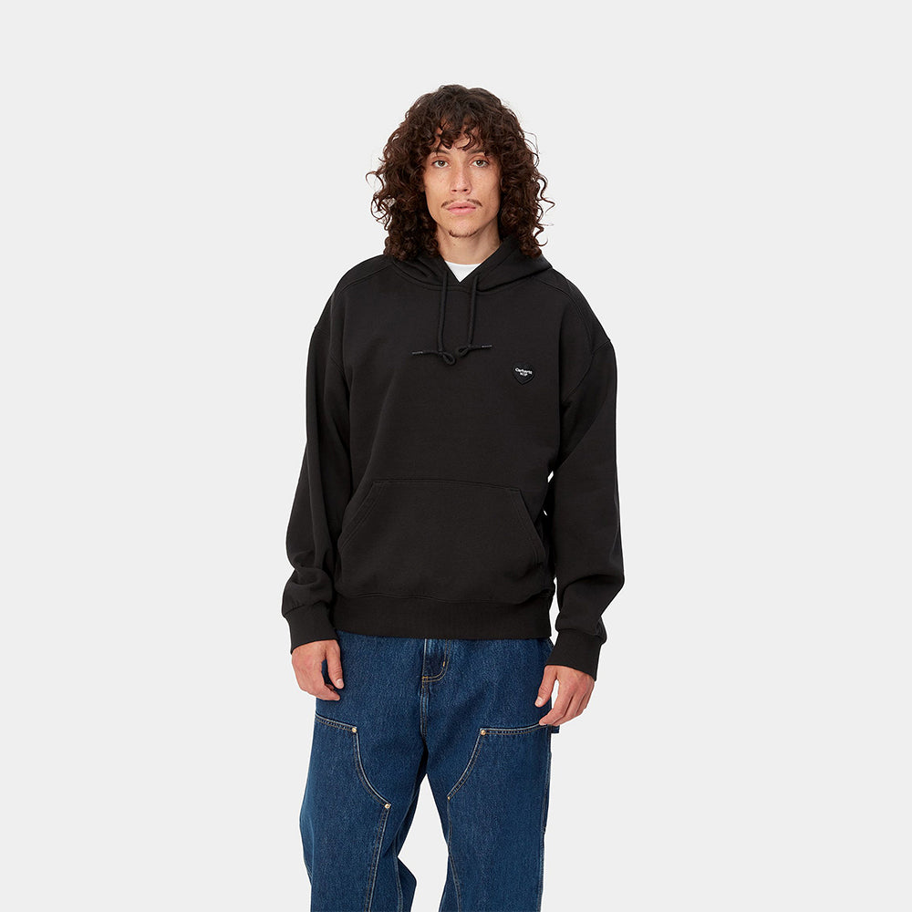 Carhartt WIP Hooded Heart Patch Sweat - Black - Crowdless