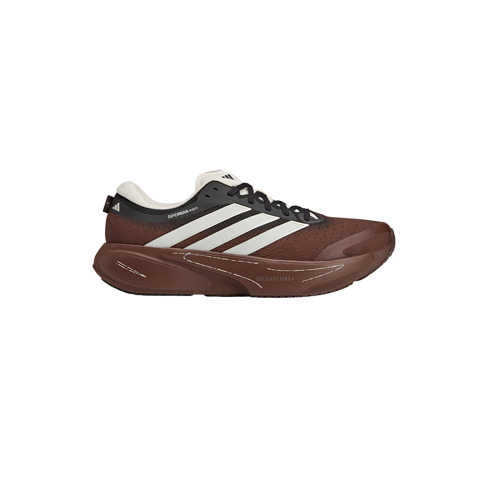 adidas SFTM Supernova Rise 3 running shoes in auburn color, side view showing sleek design and supportive sole.