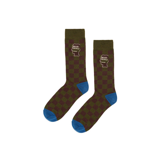 Brain Dead Logohead Dress Socks - Checkered - Crowdless