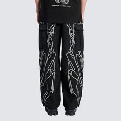 Pleasures Eva-1 Cargo Pants - Black - Crowdless