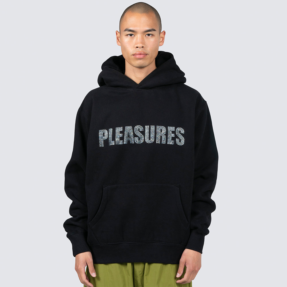 Pleasures Rhinestone Impact Hoodie - Black - Crowdless