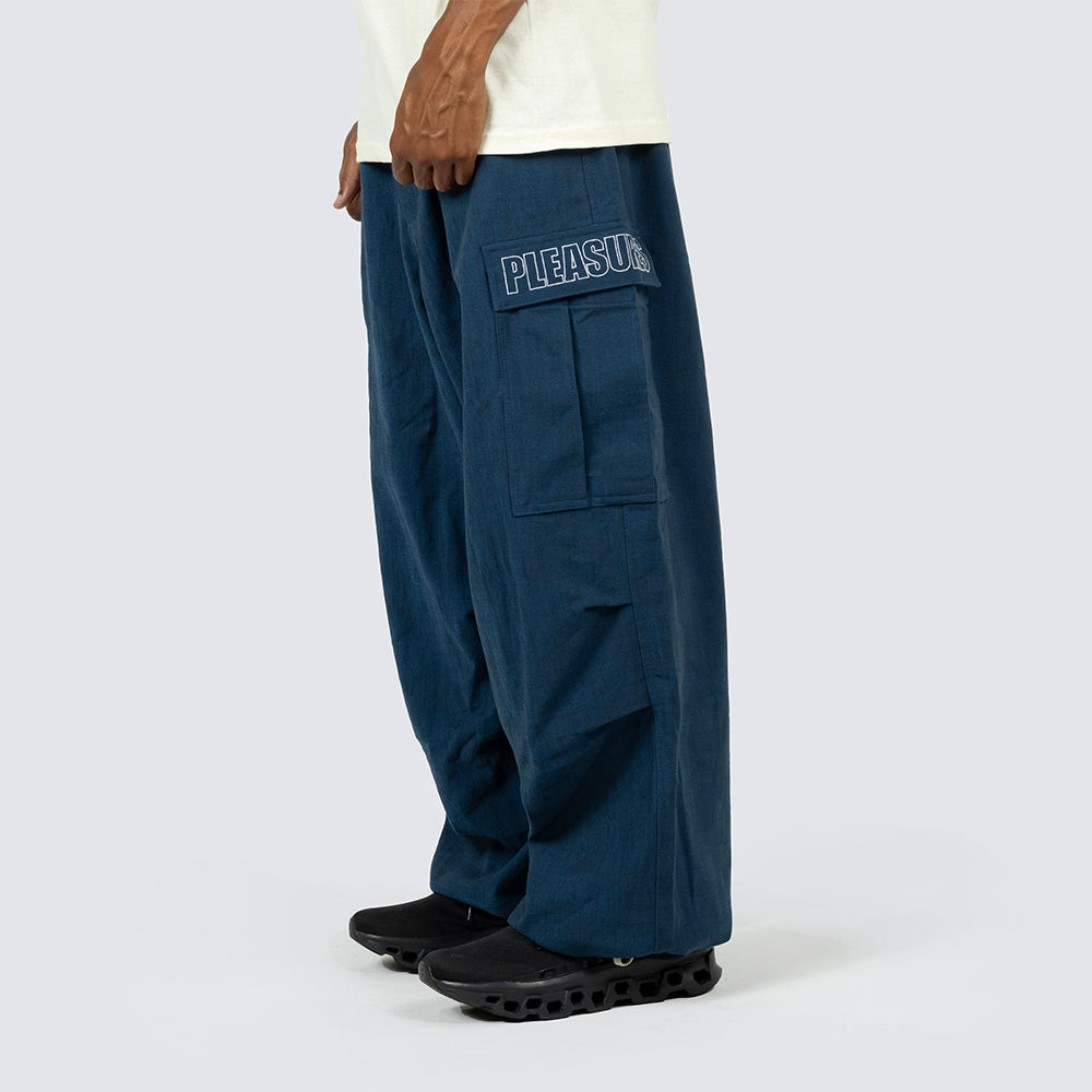 Pleasures Visitor Wide Fit Cargo Pants - Navy - Crowdless