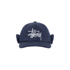 Ear Flap Wool Crown Cap - Navy