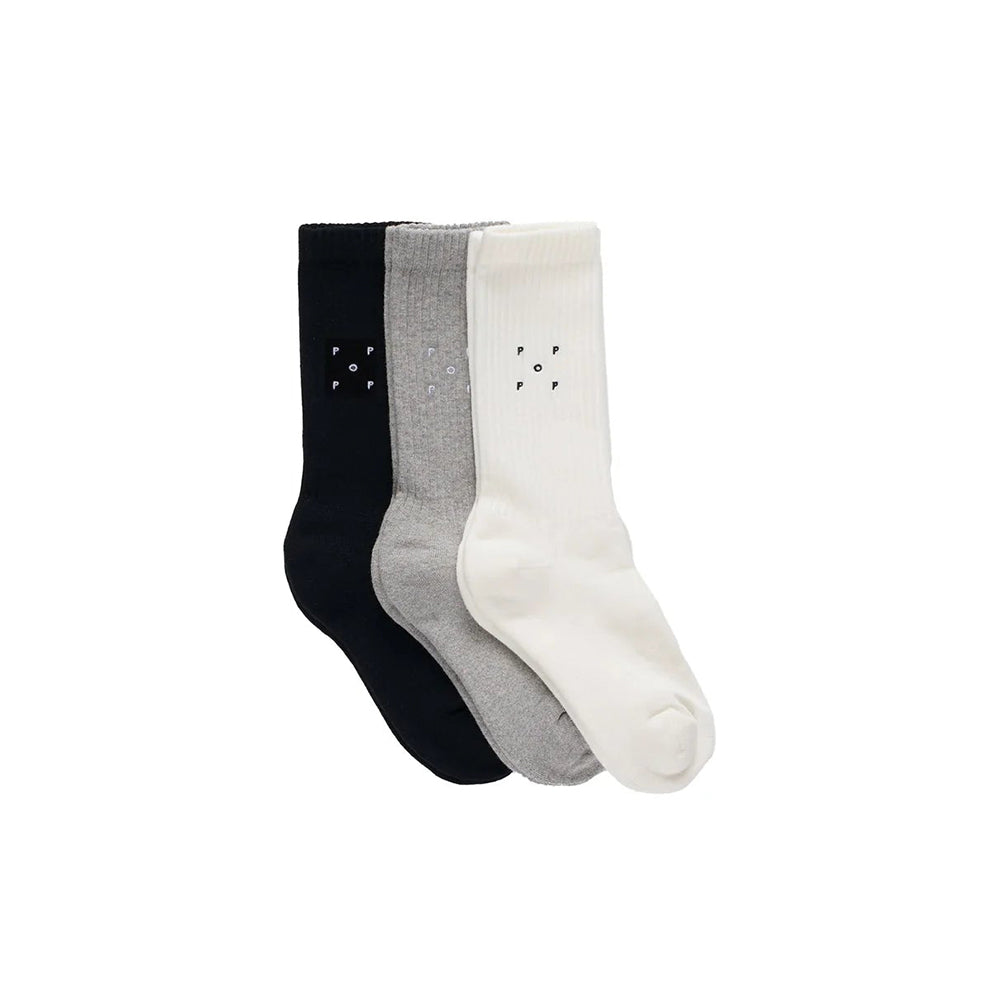 Pop Socks 3-Pack - Black/Off White/Grey