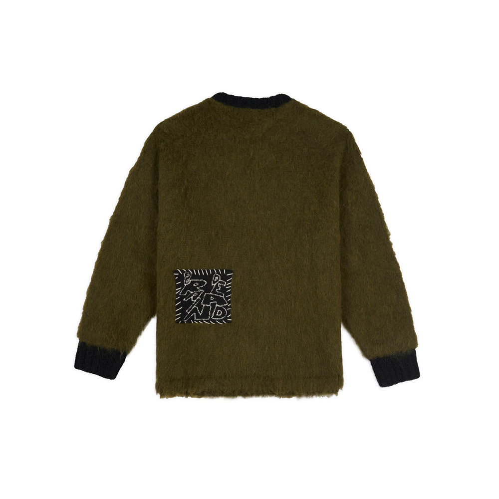 Brain Dead Future Vision Boxy Knit Sweater - Olive - Crowdless